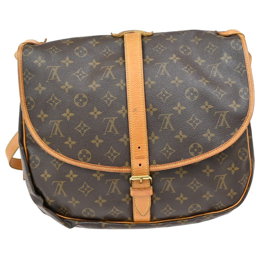 Louis Vuitton Saumur Handbag Monogram Canvas, BROWN, LEATHER, Shoulder bag