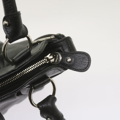 Salvatore Ferragamo Gancini handbag Leather, BLACK, LEATHER, Handbag