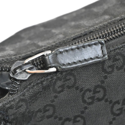 Gucci Zip Messenger GG Canvas with Perforated Leather, BLACK, CANVAS, Shoulder bag