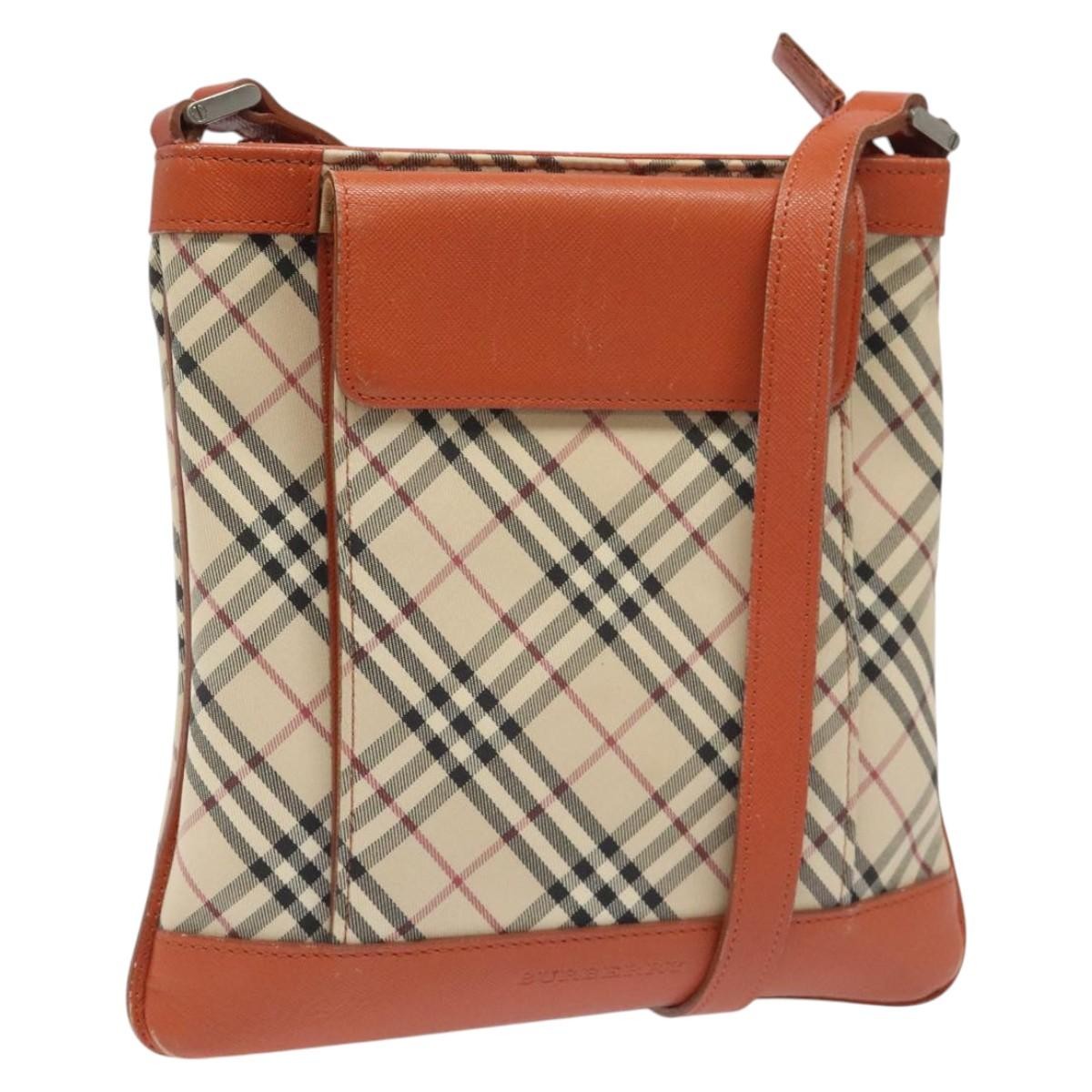 Burberry Front Pocket Messenger Bag Check Embossed Leather, BEIGE, CANVAS, Shoulder bag