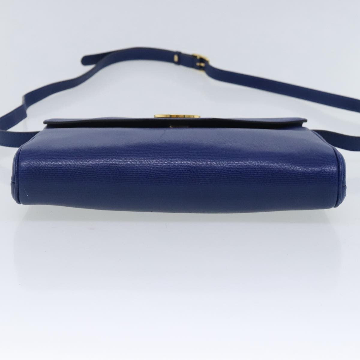 Celine Vintage Circle Logo Crossbody Bag Leather, BLUE, LEATHER, Crossbody bag