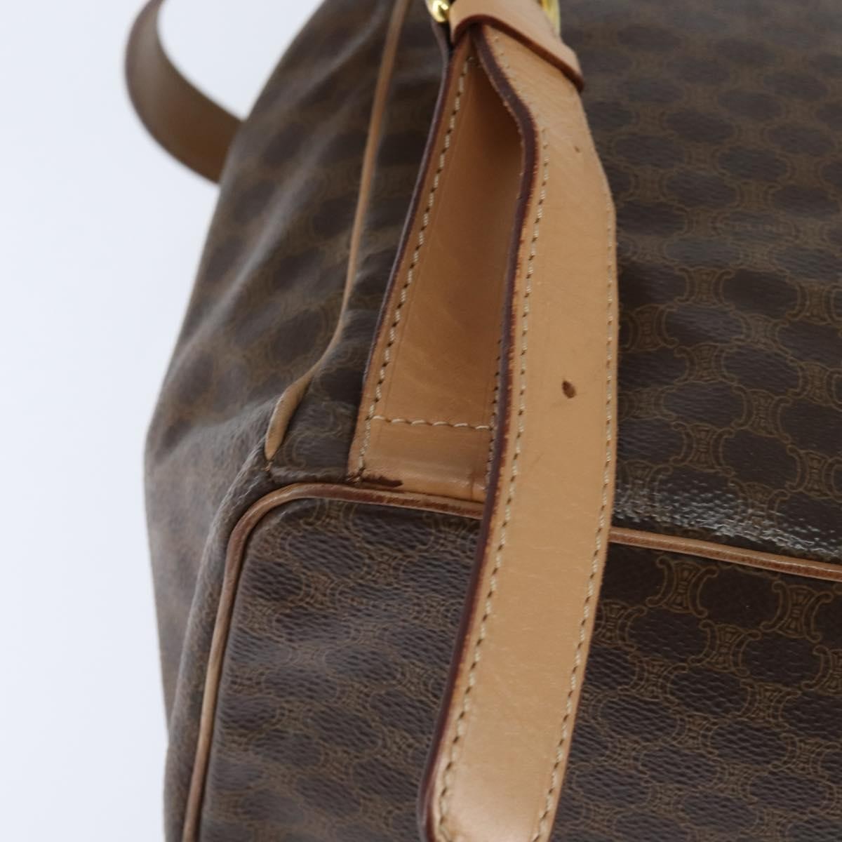 Celine Vintage Macadam Backpack Canvas and Leather, BROWN, CANVAS, Backpack