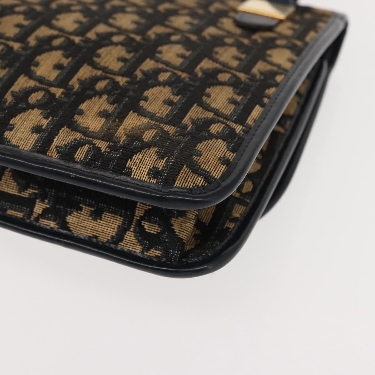 Christian Dior Vintage Trotter Shoulder Bag Canvas, NAVY, CANVAS, Shoulder bag