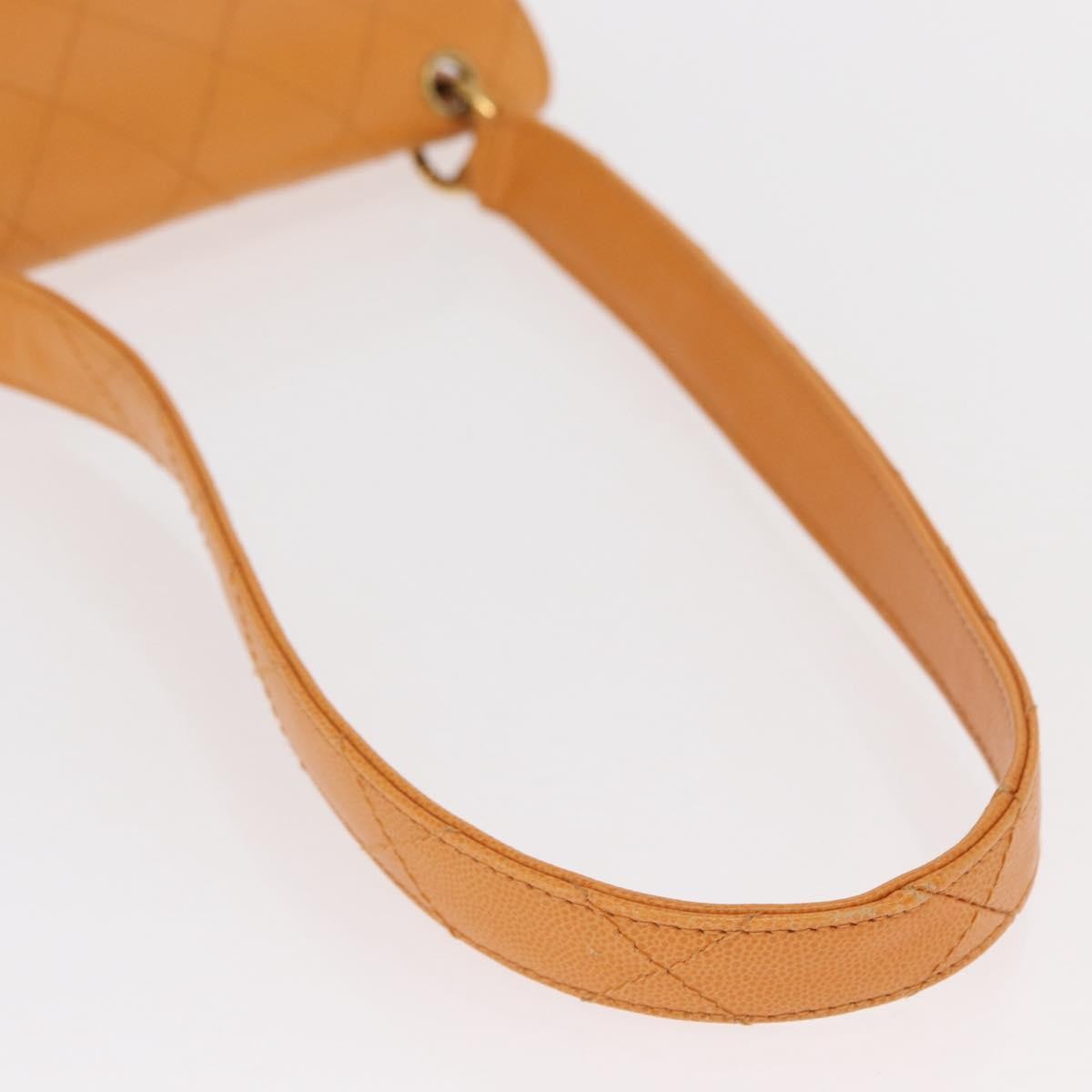 Chanel Vintage CC Flap Shoulder Bag Leather, ORANGE, LEATHER, Shoulder bag