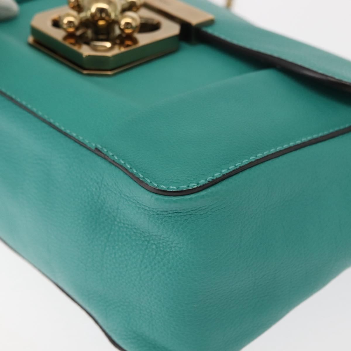 Chloe Elsie Chain Shoulder Bag Leather, TURQUOISE, LEATHER, Shoulder bag