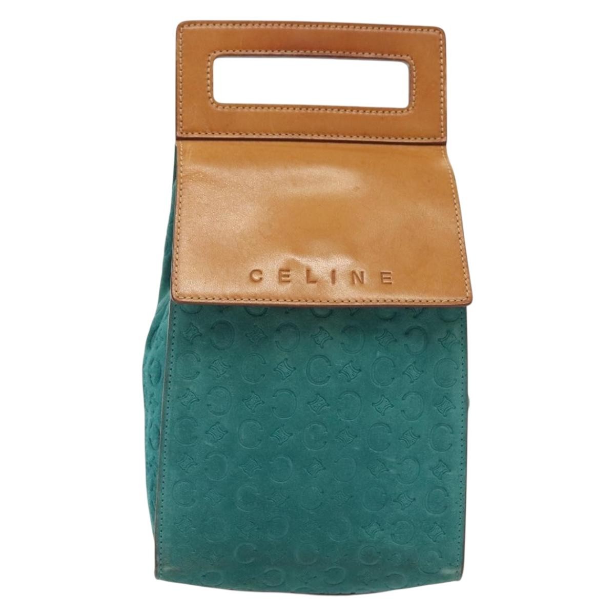 Celine Macadam Shoulder Bag Canvas, TURQUOISE, SUEDE, Shoulder bag