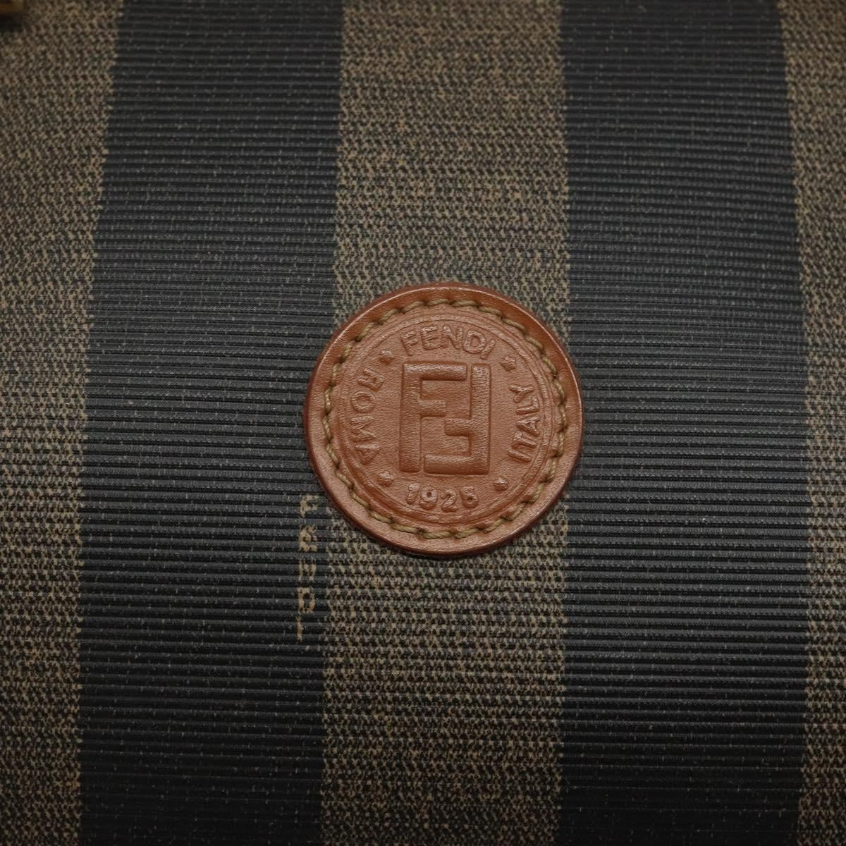 Fendi Vintage Pequin Boston Bag Coated Canvas, BROWN, CANVAS, Handbag