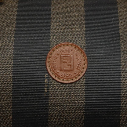 Fendi Vintage Pequin Boston Bag Coated Canvas, BROWN, CANVAS, Handbag