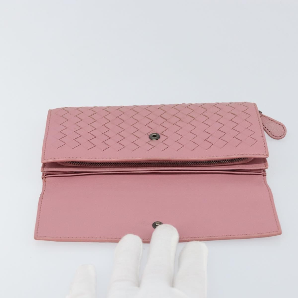 Bottega Veneta Intrecciato Long Zip  Wallet Leather, PINK, LEATHER, Wallets