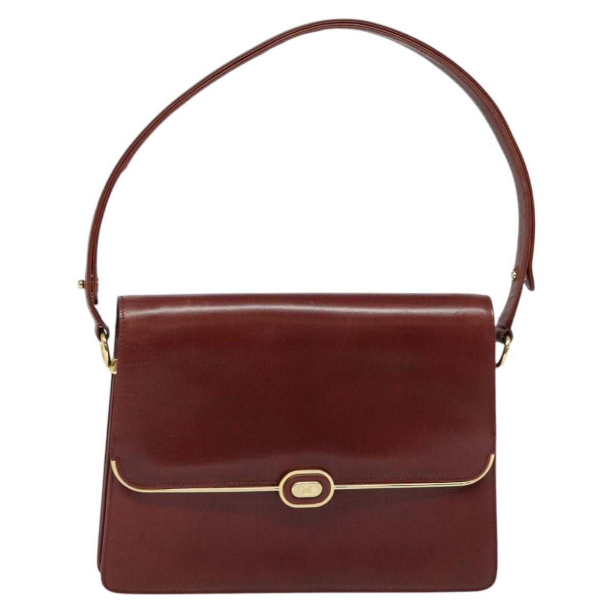 Bally Vintage Shoulder Bag Leather, BURGUNDY, LEATHER, Shoulder bag