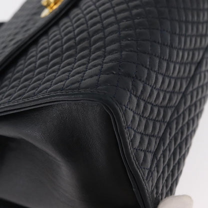 Bally Vintage Handbag Quilted Leather, NAVY, LEATHER, Handbag