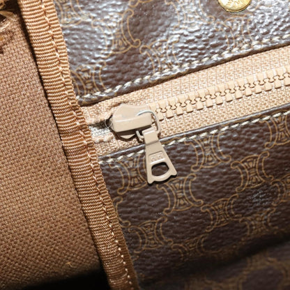 Celine Vintage Macadam Boston bag Canvas and Leather, BROWN, CANVAS, Travel bag