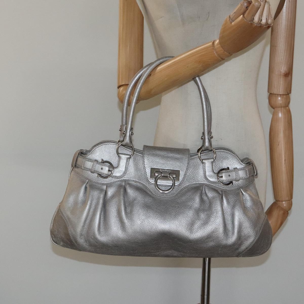 Salvatore Ferragamo Marisa Satchel Leather, SILVER, LEATHER, Shoulder bag