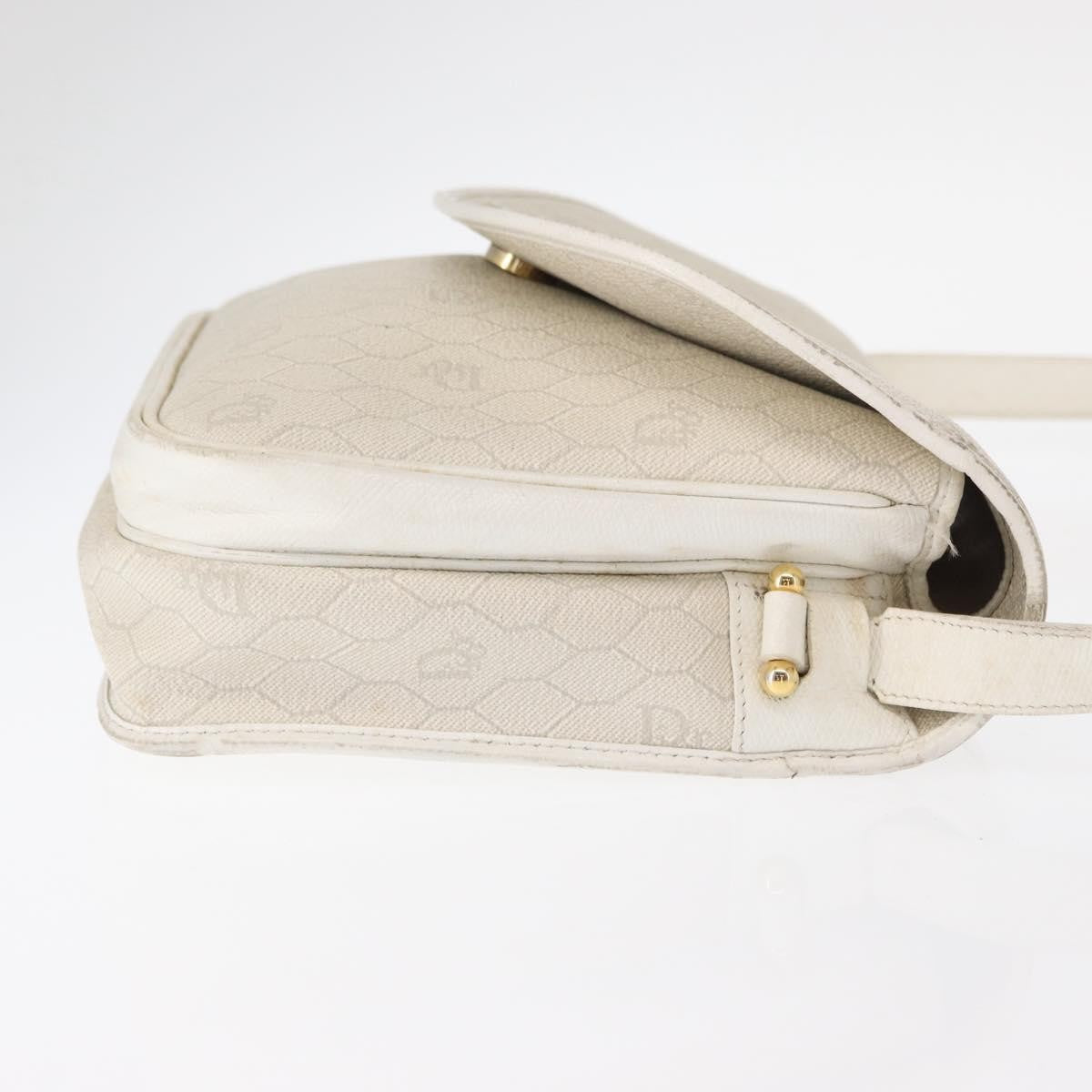 Christian Dior Vintage Honeycomb Flap Crossbody Bag Canvas and Leather, WHITE, CANVAS, Shoulder bag