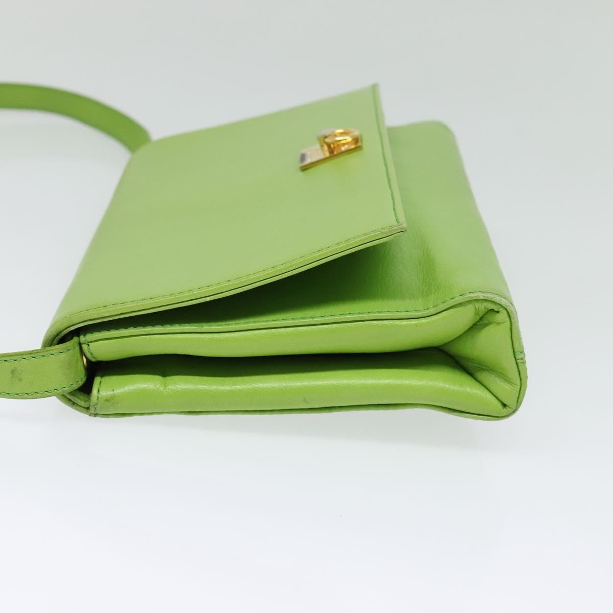 Celine Flap Shoulder Bag Leather, GREEN, LEATHER, Shoulder bag