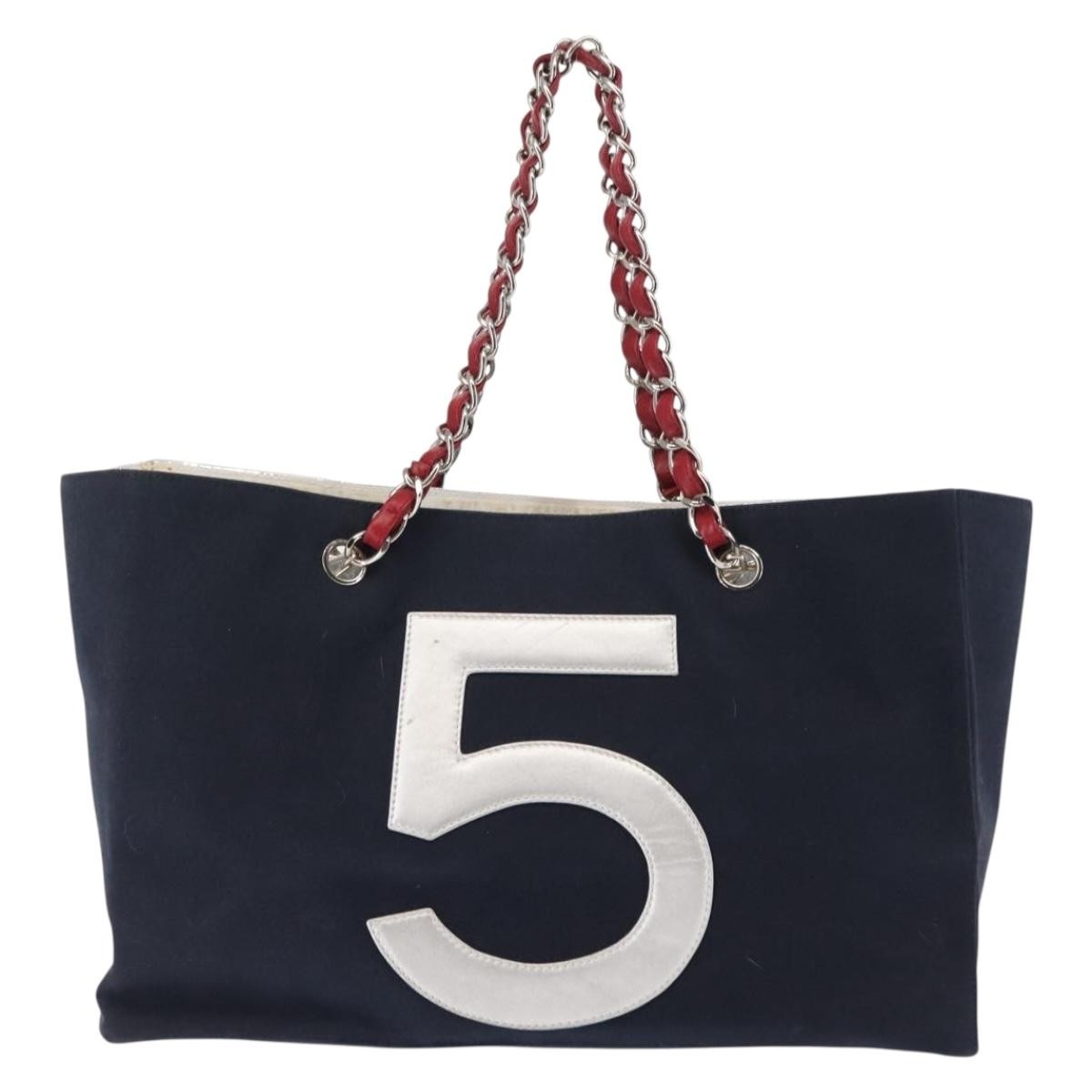 Chanel No.5 Tote Canvas and Leather, NAVY, CANVAS, Tote bag
