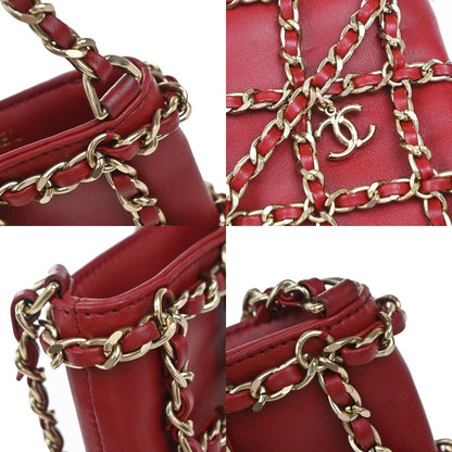 Chanel Tech Me Out Clutch With Chain Lambskin, RED, LEATHER, Clutche & pouche