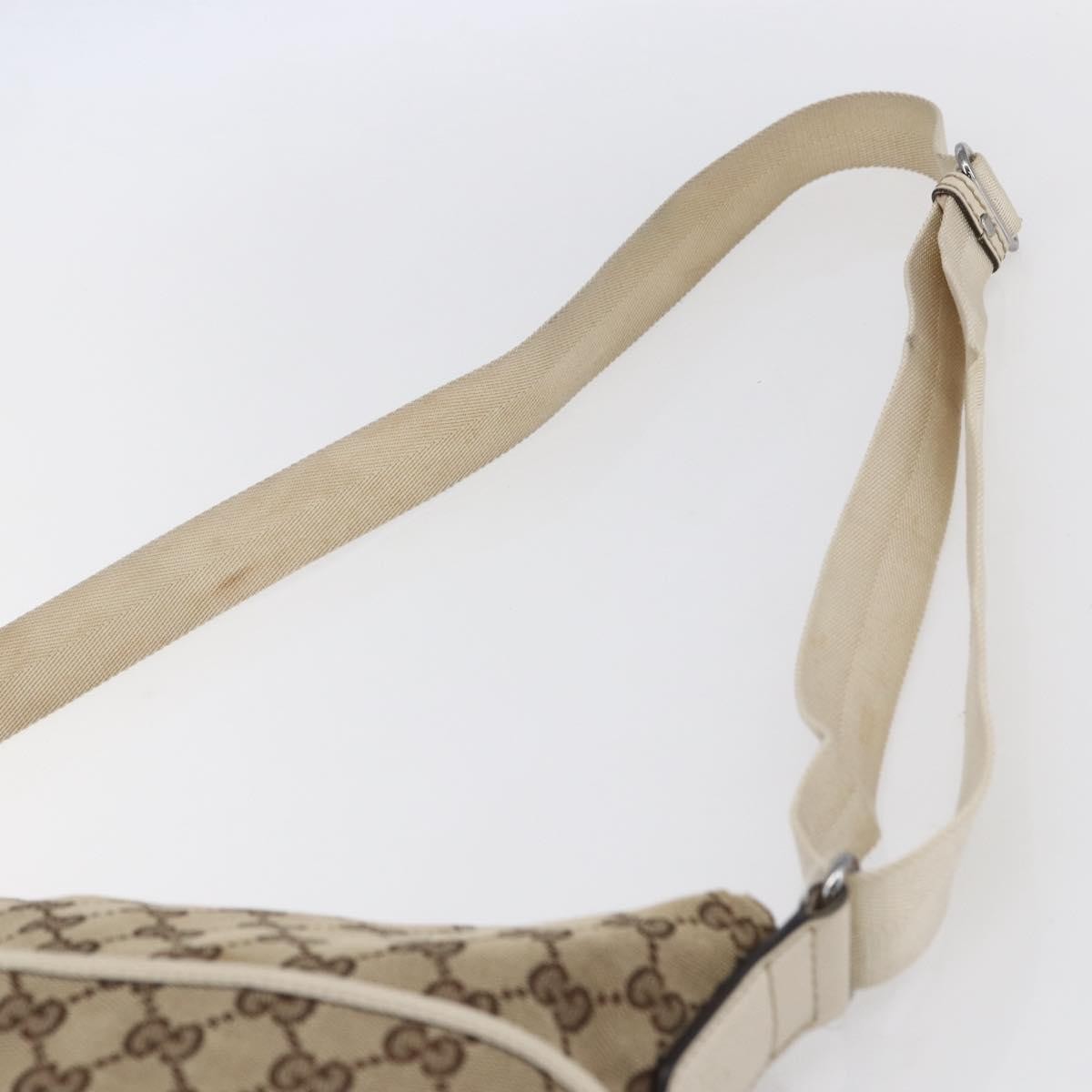 Gucci Zip Messenger Bag GG Canvas with Perforated Leather, BEIGE, CANVAS, Shoulder bag
