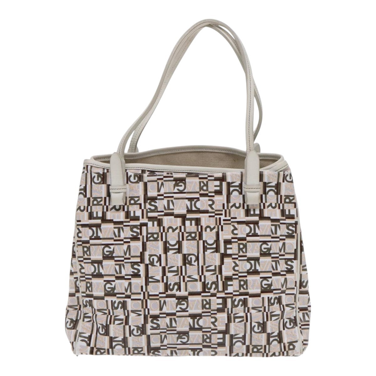 Salvatore Ferragamo Gancini Tote Leather, WHITE, LEATHER, Tote bag