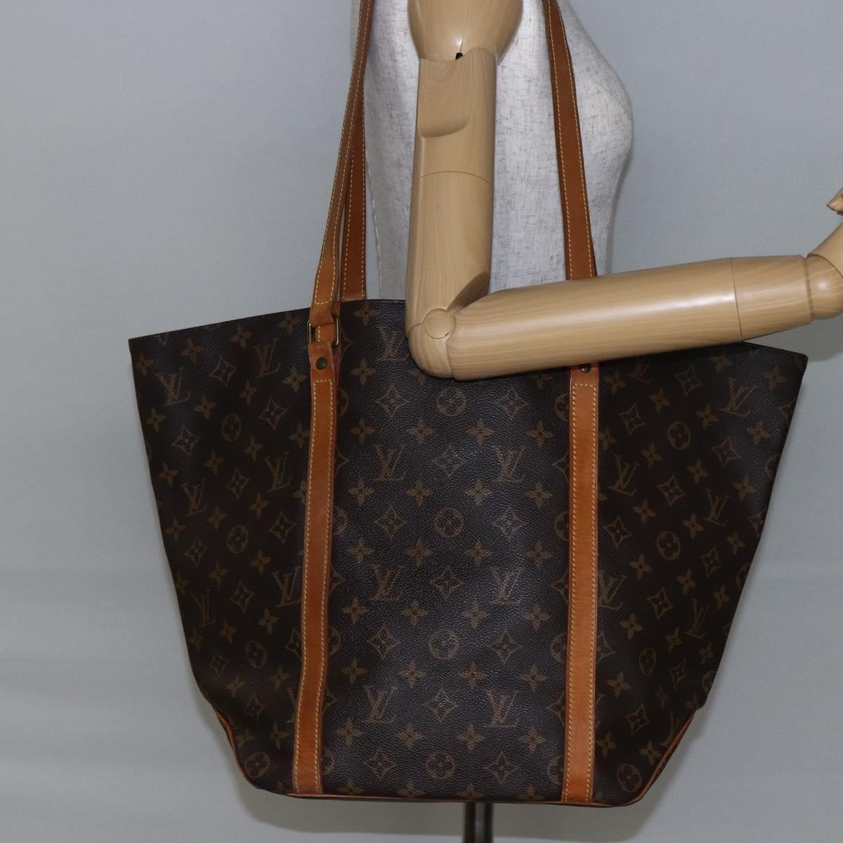 Louis Vuitton Shopping Sac Handbag Monogram Canvas, BROWN, CANVAS, Tote bag