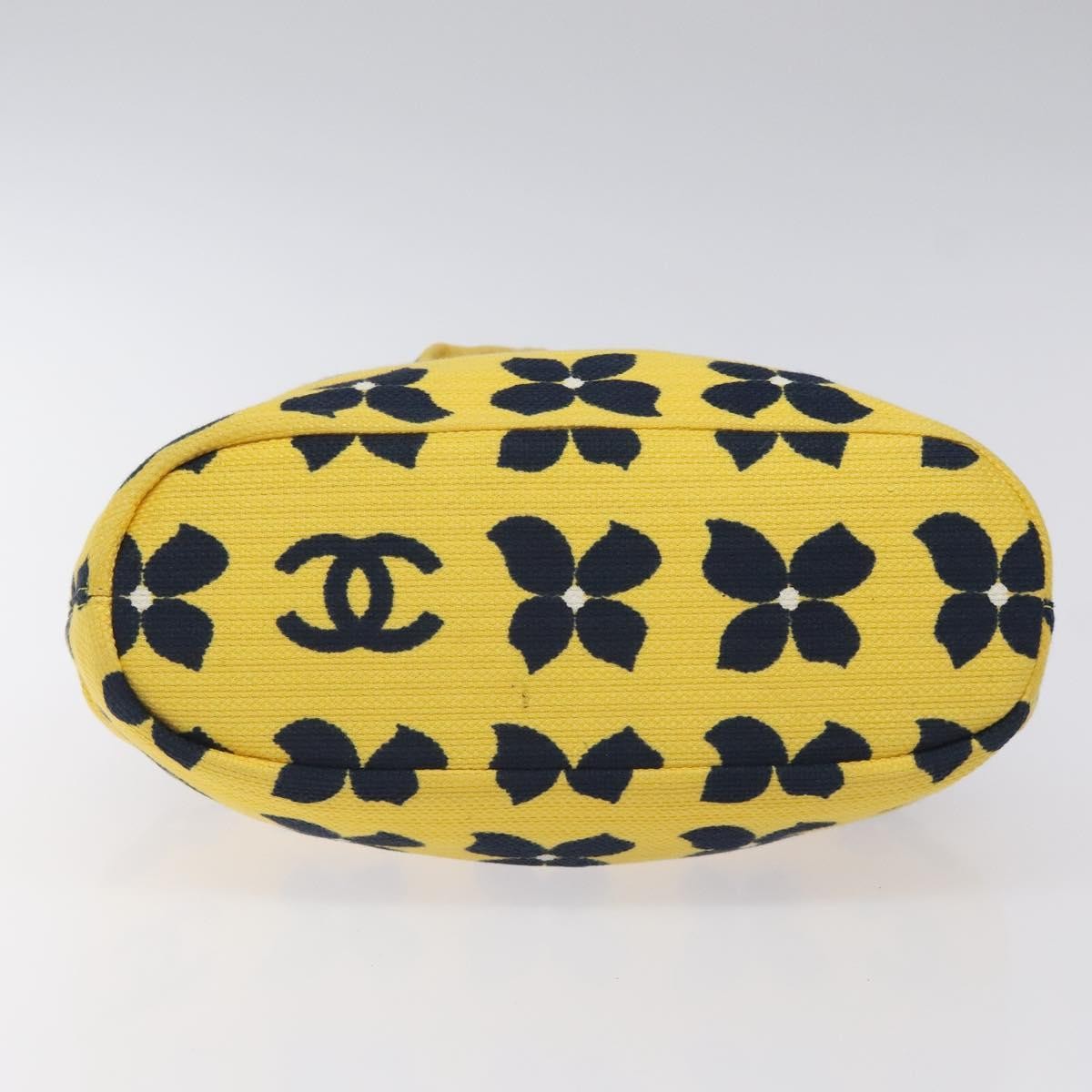 Chanel Vintage Frame Shoulder Bag Printed Canvas, YELLOW, COTTON, Shoulder bag