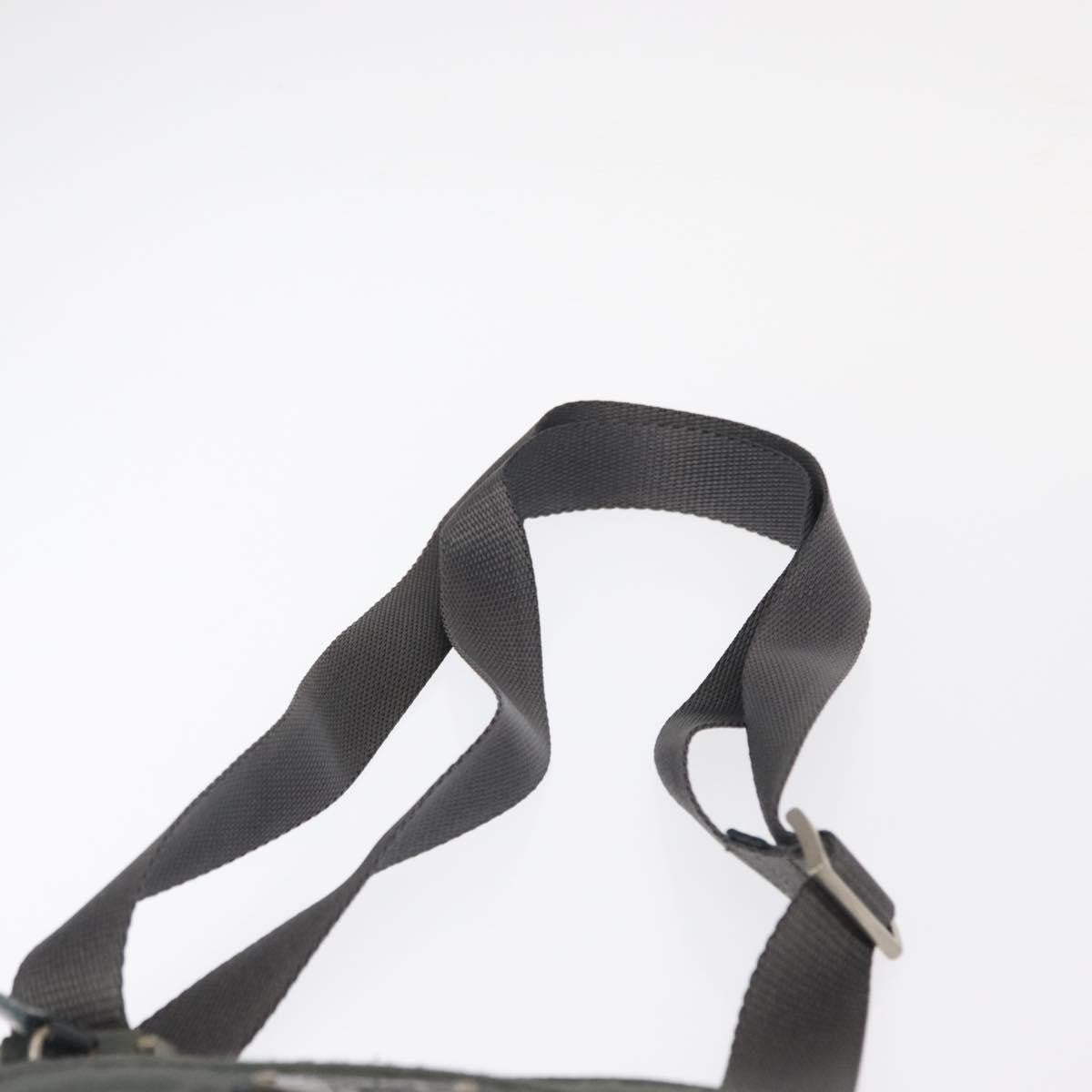 Prada Front Zip Convertible Flat Messenger Tessuto with Leather, GRAY, NYLON, Shoulder bag