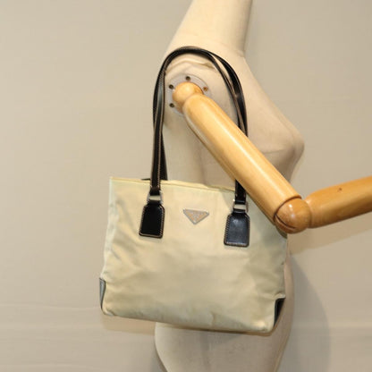 Prada Vintage Zip Handbag Tessuto, BEIGE, NYLON, Handbag