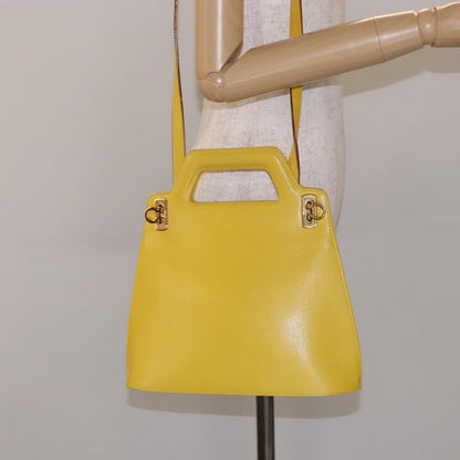 Salvatore Ferragamo Wanda Top Handle Shoulder Bag Leather, YELLOW, LEATHER, Handbag
