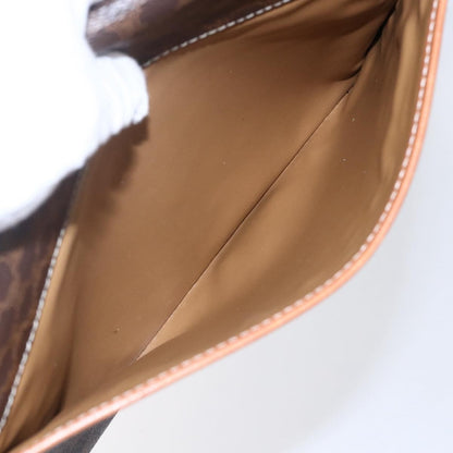 Celine Vintage Macadam Shoulder Bag Canvas and Leather, BROWN, PVC, Shoulder bag