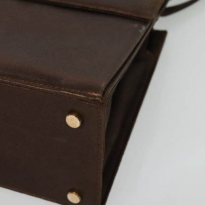 Salvatore Ferragamo Gancini Shoulder Bag Leather, BROWN, LEATHER, Shoulder bag