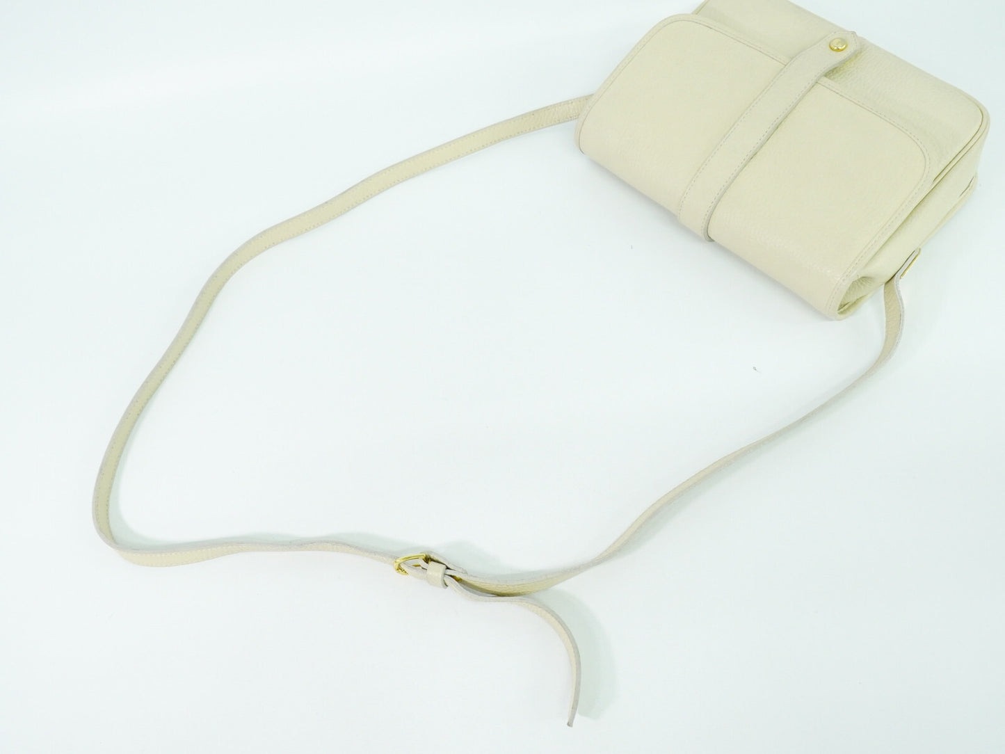 Saint Laurent Vintage Flap Crossbody Bag Leather, ECRU, LEATHER, Shoulder bag