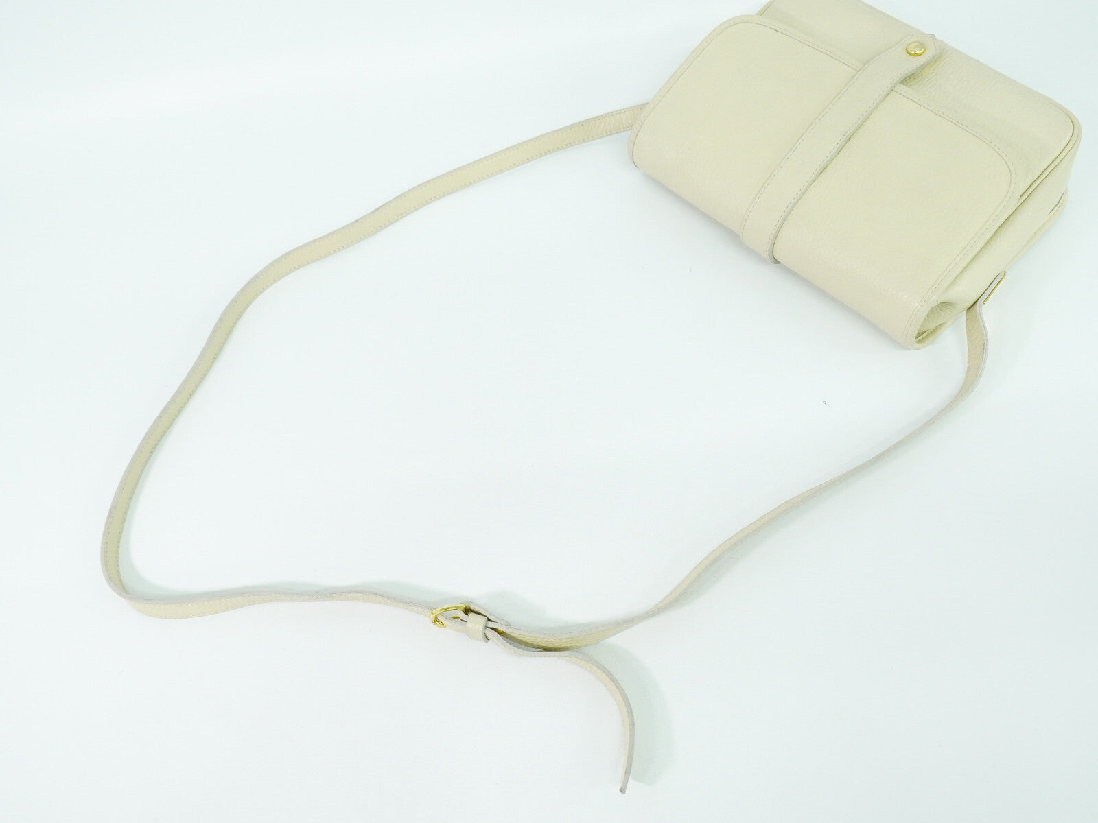 Saint Laurent Vintage Flap Crossbody Bag Leather, ECRU, LEATHER, Shoulder bag