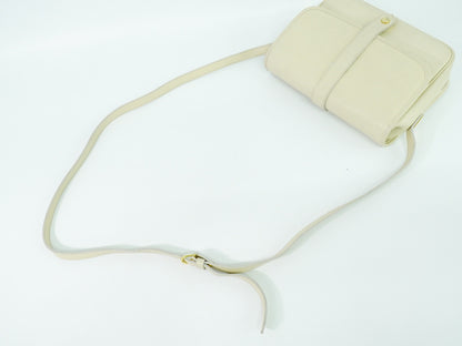 Saint Laurent Vintage Flap Crossbody Bag Leather, ECRU, LEATHER, Shoulder bag