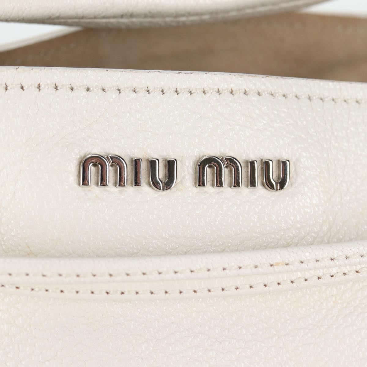Miu Miu Drawstring Satchel Leather, SILVER, LEATHER, Handbag