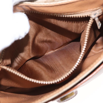 Celine Vintage Macadam Shoulder Bag Canvas and Leather, BEIGE, CANVAS, Shoulder bag