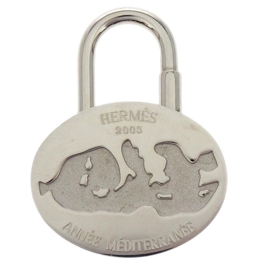 Hermes Annee Mediterranee Cadena Lock Charm Metal, Silver, Silver Plated, Charm