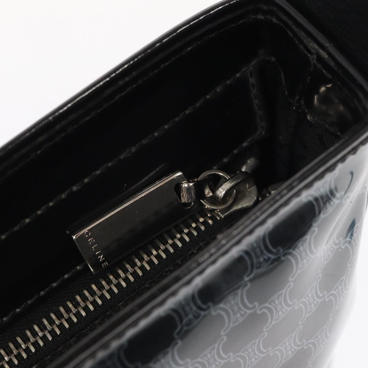 Celine Vintage Macadam Shopper Tote Venyl, BLACK, CANVAS, Tote bag