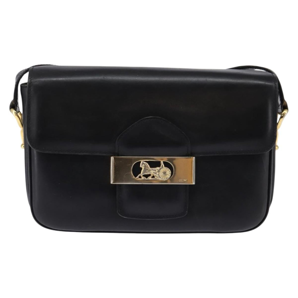 Celine Horse Carriage Shoulder bag Leather, BLACK, LEATHER, Shoulder bag