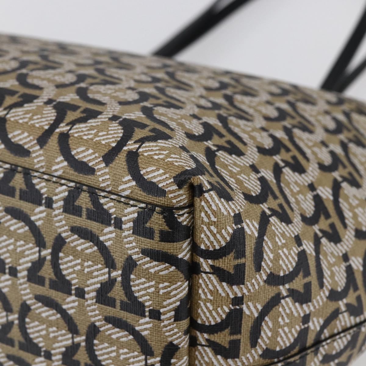 Salvatore Ferragamo Gancini Travel Tote Gancini Jacquard, BEIGE, CANVAS, Tote bag