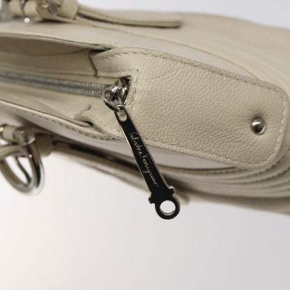 Salvatore Ferragamo Gancini handbag Leather, WHITE, LEATHER, Handbag