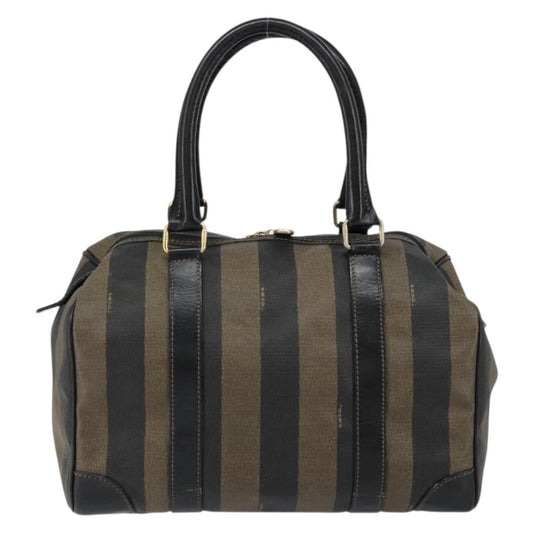 Fendi Vintage Pequin Boston Bag Coated Canvas, BROWN, CANVAS, Handbag
