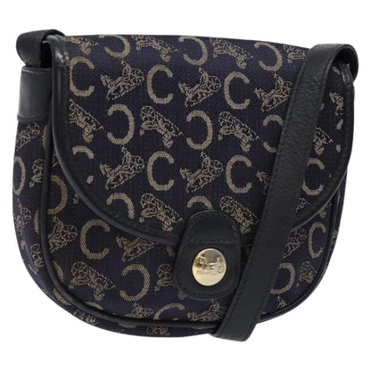 Celine C Sulky Shoulder bag Canvas and Leather, NAVY, CANVAS, Shoulder bag