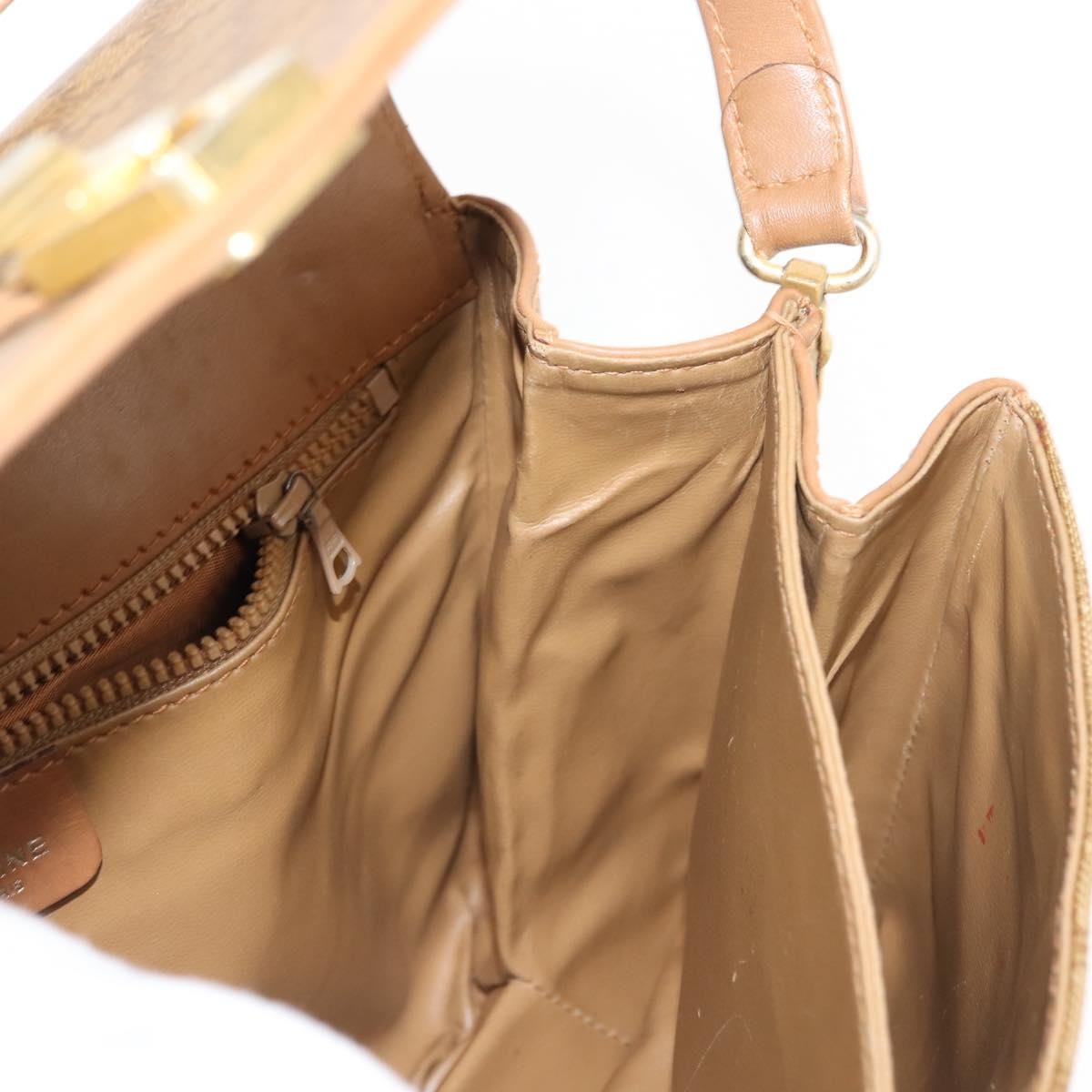 Celine Vintage Macadam Shoulder Bag Canvas and Leather, BEIGE, CANVAS, Shoulder bag