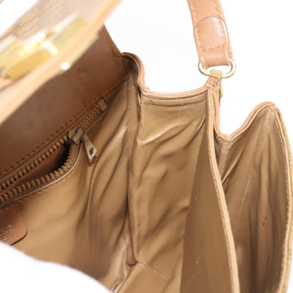 Celine Vintage Macadam Shoulder Bag Canvas and Leather, BEIGE, CANVAS, Shoulder bag