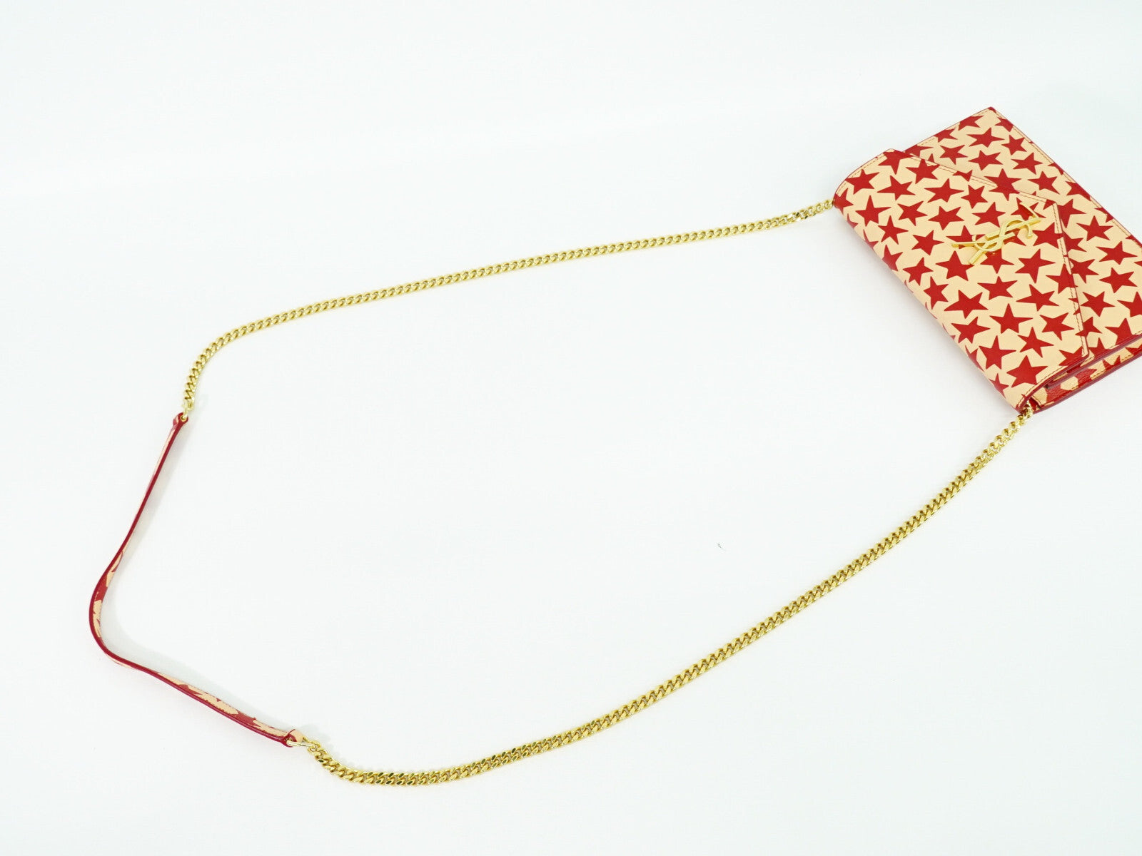 Saint Laurent Star wallet on chain Leather, RED, LEATHER, Wallets