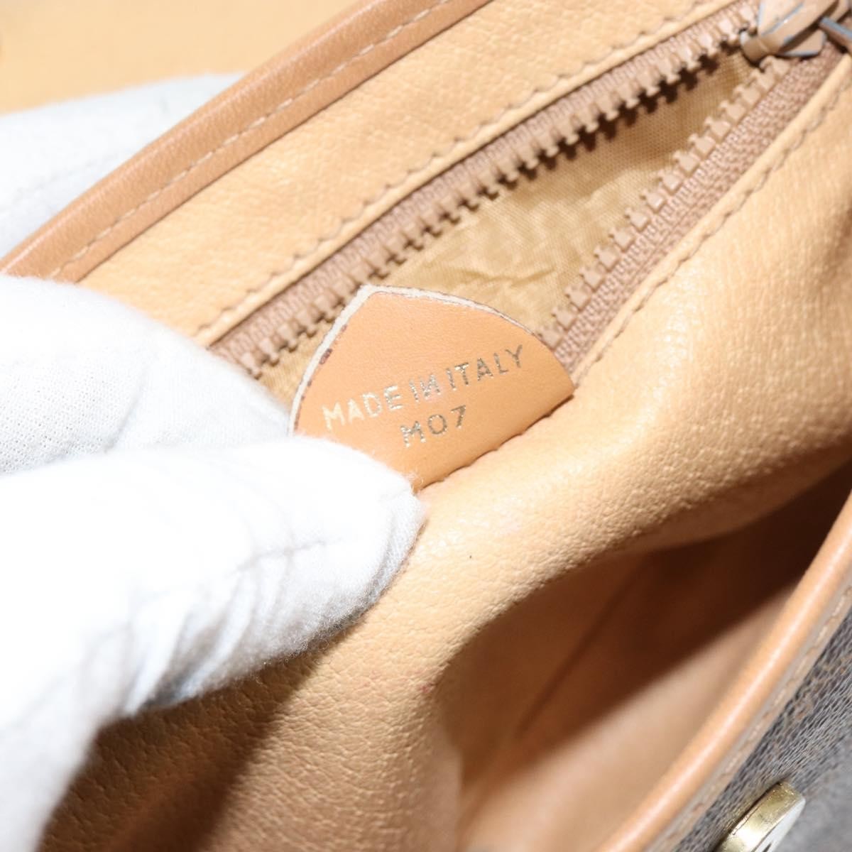 Celine Vintage Macadam Shoulder Bag Canvas and Leather, BROWN, CANVAS, Shoulder bag