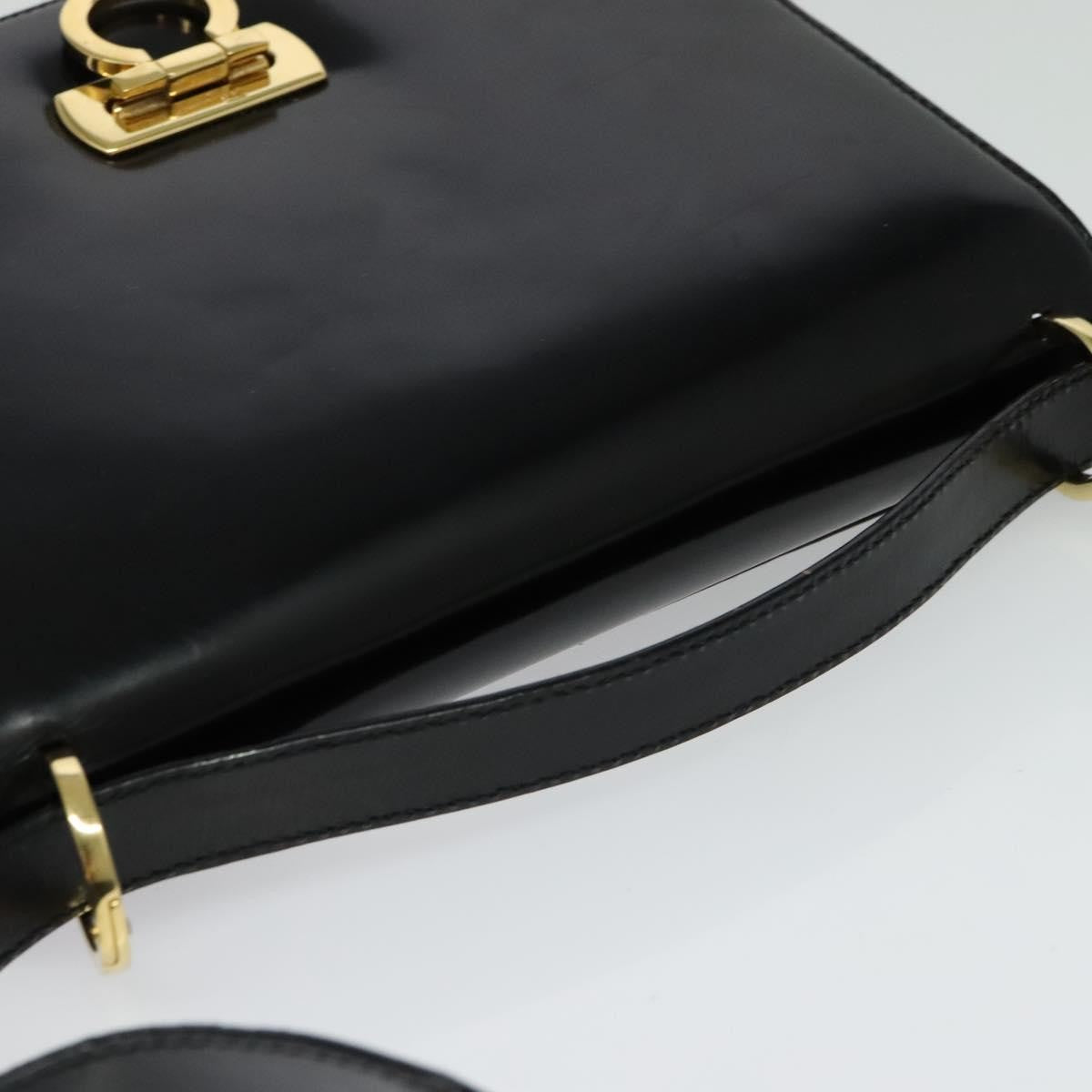Salvatore Ferragamo Gancini Shoulder Bag Patent Leather, BLACK, PATENT_LEATHER, Shoulder bag