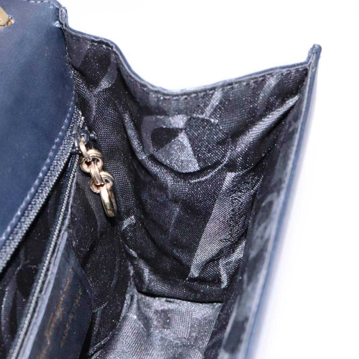 Salvatore Ferragamo Gancini Shoulder Bag Leather, NAVY, LEATHER, Shoulder bag