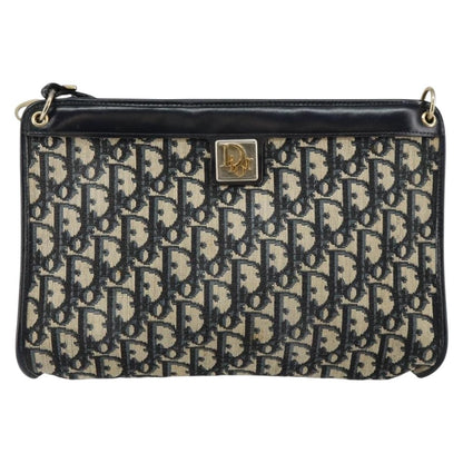 Christian Dior Vintage Trotter Shoulder Bag Canvas, NAVY, CANVAS, Shoulder bag