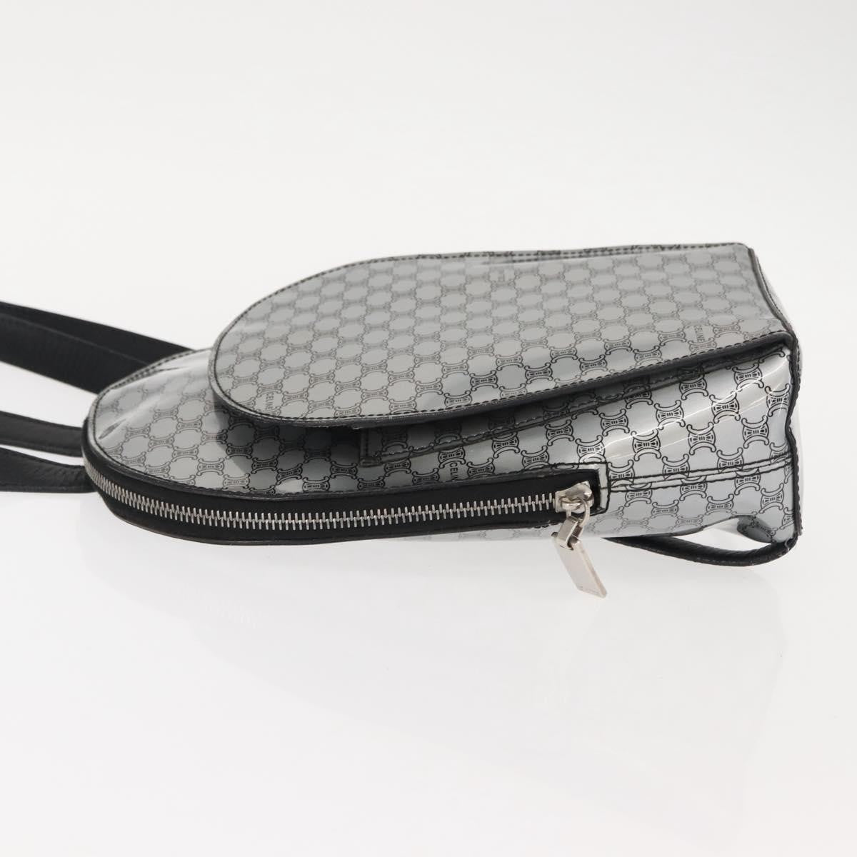 Celine Vintage Macadam Backpack Canvas and Leather, SILVER, PVC, Backpack